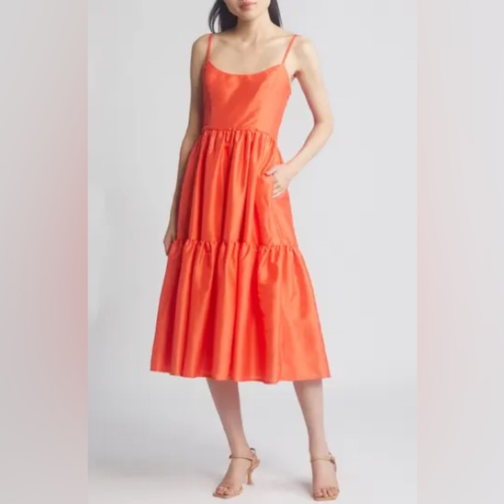 Hutch Tommy Sleeveless Tiered Organza Midi Dress size M